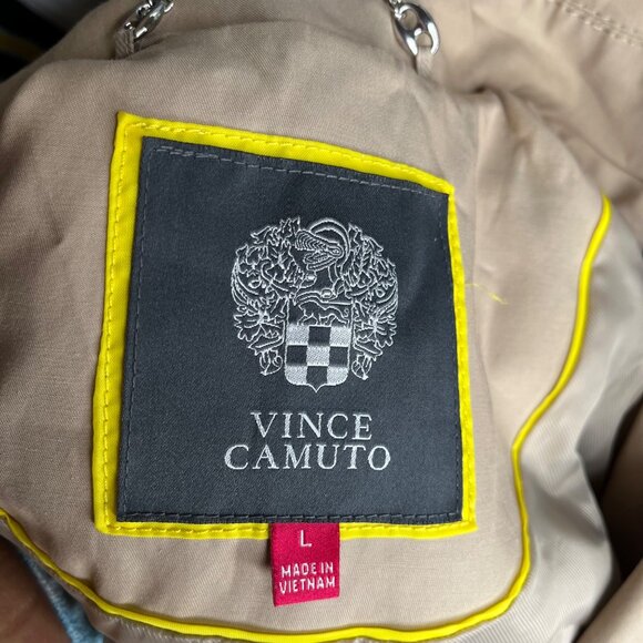 Vince Camuto  Beige Trench Coat With Belt And Zippered Cuffs size  large - Picture 5 of 12